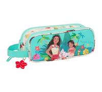 safta VAIANA Trousse Double pour Enfant, idéale pour Les Enfants d'âge Scolaire, Confortable et Polyvalente, qualité et résistance, 21 x 6 x 8 cm, Beige/Bleu, Beige/Bleu, Estándar, Décontracté