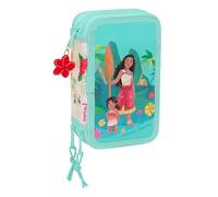 safta VAIANA - Trousse Scolaire avec 37 Outils Inclus, pour Enfants de 5 à 14 Ans, Confortable et Polyvalente, qualité et résistance, 12,5 x 5,5 x 19,5 cm, Couleur Beige/Bleu, Beige/Bleu, Estándar,