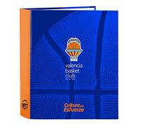 Safta - Valencia Basket Classeur Folio 4 anneaux, Bleu/Orange, 380 x 60 x 280 mm (512084657)