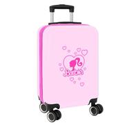 safta | Valise Cabine 20″ Barbie Painterly, Rigide ABS + PC, Rose, 4 Roues Doubles 360°, Cadenas de sécurité, intérieur doublé avec séparateur et Poche Filet, Dimensions 34,5x20x55 cm