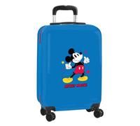 safta | Valise Cabine 20″ Disney Mickey Mouse Only One, Rigide ABS+PC Bleu, 4 Roues Doubles 360°, Cadenas de sécurité, intérieur doublé avec séparateur et Poche Filet, Dimensions 34,5x20x55 cm