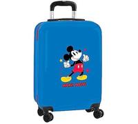 SAFTA Valise cabine 20"" Mickey rigide ABS 34,5 x 20 x 55 cm Bleu marine - 4 roulettes 360° Cadenas à combinaison
