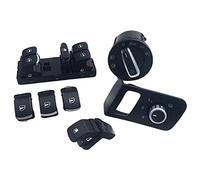 Saftey Porte Réservoir de Carburant Miroir Phare Phare Fenêtre Interrupteur Bouton Pour Volkswagen VW Touran Caddy 1J4959857B 1T0959851 1T1 959 Phare Antibrouillard Contrôle (Couleur : Set)