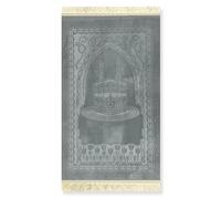 Safwa® Muslim Cadeaux - Coffret Cadeau Islamique avec Tapis de Prière en Velours & Chapelet Élégant - Idéal Ramadan, Aïd, Mariage, Dhikr, Conversion Cadeau Religieux pour Homme Femme (Gris Clair)