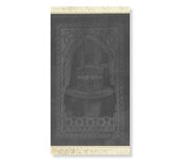Safwa® Muslim Cadeaux - Coffret Cadeau Islamique avec Tapis de Prière en Velours & Chapelet Élégant - Idéal Ramadan, Aïd, Mariage, Dhikr, Conversion Cadeau Religieux pour Homme Femme (Gris)