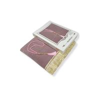 Safwa® Muslim Cadeaux - Coffret Cadeau Islamique avec Tapis de Prière en Velours & Chapelet Élégant - Idéal Ramadan, Aïd, Mariage, Dhikr, Conversion Cadeau Religieux pour Homme Femme (Rose)