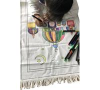 Safwa® Tapis de Prière à Colorier pour Enfants - 2 Motifs au Choix - Personnalisable avec 12 Feutres Textiles - Apprentissage Ludique Muslim - Cadeau Éducatif pour Ramadan, Aïd, Anniversaire (A)