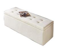 SAFWELAU Banc Ottoman Pouf Coffre de Rangement Tabouret d'extrémité de lit de Chambre Coussin en Velours supérieur Coffre à Jouets de Grande capacité Siège supplémentaire 60x40x40cm (Color : Beige)