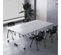 SAFWELAU Table Table d’étude Lot de 4 Tables Pliantes Blanches avec roulettes et Rangement - Bureau Mobile 140x60x75cm pour Bureaux & salles de réunion(180CM/70.8IN)