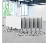 SAFWELAU Table Table d'ordinateur Portable conférence Pliante avec des Roues, séminaire de réunion rectangulaire pour 2-10 Personnes (6, 47.2")