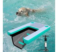SAFWELAU Tapis Flottant de Pont Rampe de Piscine, Echelle de Radeau d'eau de Quai Flottant Gonflable de Rampe de Chien pour Les bassins Hors Sol/bassins souterrains(Green)