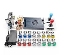 Saga DX 9800 en 1 Kit de copie SANWA, joystick avec bouton LED plaqué chrome, accepteur de pièces de monnaie, armoire pour machine d'arcade avec tutoriel (multicolore)