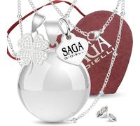 SAGA GIOIELLI Bola de grossesse, collier long avec pendentif, idée cadeau pour femmes enceintes comme porte-chance, pour future mère, L, Acier inoxydable