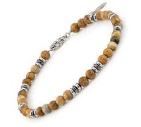 SAGA GIOIELLI Bracelet Homme - Femme Acier - Unisexe, Pierres Naturelles 4 mm, Longueur 17,5 + 3 cm - Cristaux facettés - Coffret cadeau, 20.5 Centimetri, Acier inoxydable Pierre naturelle acier