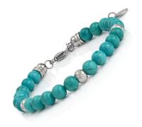 SAGA GIOIELLI Bracelet Homme Femme - Unisexe avec pierres dures en Aulite Turquoise - Longueur 18,5-22 cm - Coffret cadeau