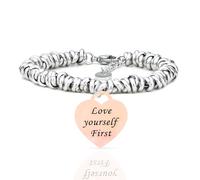 SAGA GIOIELLI® Bracelet Nœuds tressé pour femme avec pendentif en forme de cœur: love yourself first