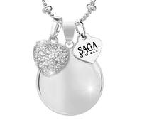 SAGA GIOIELLI - Collier Appel Anges Grossesse Longue avec Pendentif Rappel des Anges Grossesse, Idées cadeaux pour femmes enceintes comme porte chance, cadeau pour future mère, L, Acier inoxydable, 0