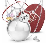 SAGA GIOIELLI - Collier Appel Anges Grossesse Pendentif Rappel des Anges Grossesse, Idées cadeaux pour femmes enceintes comme porte chance, cadeau pour future mère, m, Acier inoxydable, 0