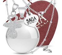 SAGA GIOIELLI® Collier appeleur d'anges, bola de grossesse, collier bola mexicaine pendentif tétine avec cristaux