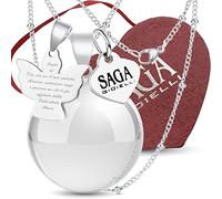 SAGA GIOIELLI® Collier de grossesse, bola mexicain, appel aux anges avec pendentif ange avec prière italienne ange de dieu