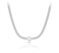 SAGA GIOIELLI Collier femme serpent avec breloque trèfle à quatre feuilles avec zircons en acier inoxydable - Longueur réglable 40+5 cm - Coffret cadeau - Porte-bonheur