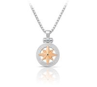 SAGA GIOIELLI Collier homme rose des vents en acier inoxydable avec cristal central - Idée cadeau pour homme - Fête des pères Cofection cadeau