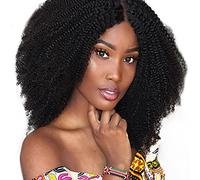 Saga Queen Lot de 8 extensions de cheveux humains brésiliens bouclés afro 4b / 4c 18 clips 120 g/pièce Cheveux humains brésiliens vierges Remy (50,8 cm, noir naturel)