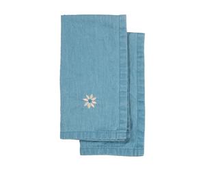 Sagaform Torchon de cuisine Eden denim 50x70 cm lot de 2 Bleu