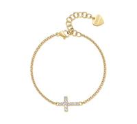 S'Agapõ Bracelet Femme En Acier Avec Symbole Croix | Collection Dazzly - SDZ76, 185mm, Acier inoxydable, Cristal