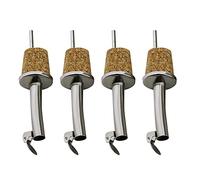 SagaSave 4 Pcs Bouchon verseur en liège pour bouteille, Becs en acier inoxydable pour bouteille d'huile, Distributeur de vinaigre avec couvercle à charnière, Bec verseur incurvé pour bouteille de vin