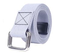 SagaSave Ceinture unisexe en toile, réglable et décontractée avec boucle à double anneau, ceinture élastique de 110 cm pour jeans, gris clair, 110 cm