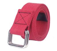 SagaSave Ceinture unisexe en toile réglable style décontracté avec boucle double anneau 110 cm ceinture élastique pour jeans, rouge, 110 cm