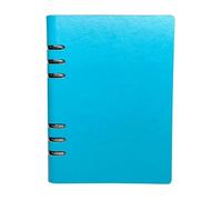 SagaSave Classeur à anneaux en cuir bleu clair - Format A5 (17 x 23 cm) - Rechargeable - Avec découpe en acier inoxydable - 100 pages - Étanche - Interrupteur facile à ouvrir