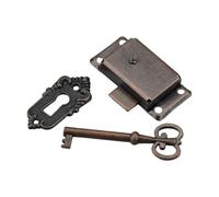 SagaSave Ensemble de serrures pour armoire avec clé - Bronze antique - Style carré / demi-cercle - Verrou de tiroir pour meubles vintage