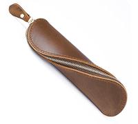 SagaSave Étui à Crayons en Cuir Pochette à Stylo à glissière en Forme de S Étuis à Crayons élégants et Pratiques pour Adultes et étudiants (Marron (L)