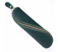 SagaSave Étui à Crayons en Cuir Pochette à Stylo zippée en Forme de S Étuis à Crayons élégants et Pratiques pour Adultes et étudiants (Vert (L))
