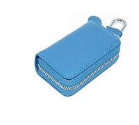 SagaSave Étui de clé de voiture multifonction en cuir avec fermeture éclair - Accessoires d'intérieur avec crochet en métal - 12 couleurs, bleu, taille unique