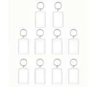SagaSave Lot de 10 Porte-clés Vierges avec Cadre Photo, 7,6 * 5,6 cm Cadres Photo Transparents Rectangulaires Double Face, Porte-clés Personnalisés pour Photos de Famille, Amis, Couples