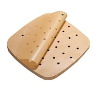 SagaSave - Lot de 100 feuilles de papier sulfurisé pour friteuse à air - Papier sulfurisé perforé de 18 cm - Papier sulfurisé carré anti-adhésif et ingras pour four (perforé brun)