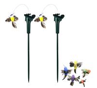 SagaSave Lot de 2 papillons de jardin à énergie solaire/à piles - Motif colibri flottant - Pour jardin, cour, plantes, fleurs, patio, paysage (couleur aléatoire)