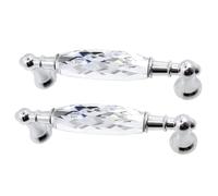 SagaSave Lot de 2 poignées de placard en cristal de 96 mm - Poignées de tiroir en cristal pour tiroir, armoire, porte coulissante en verre