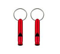 SagaSave Lot de 2 sifflets d'urgence en alliage d'aluminium avec porte-clés - Sifflet de survie pour l'extérieur - Rouge