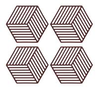 SagaSave Lot de 4 dessous de plat antidérapants en silicone pour table de cuisine, repose-cuillère, cuisine et salle à manger (diamant rouge)