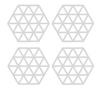 SagaSave Lot de 4 dessous de plat antidérapants en silicone pour table de cuisine, repose-cuillère, cuisine et salle à manger (triangle blanc)