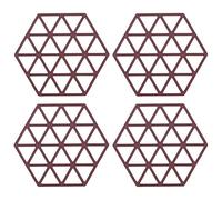 SagaSave Lot de 4 dessous de plat antidérapants en silicone pour table de cuisine, repose-cuillère, cuisine et salle à manger (triangle rouge)