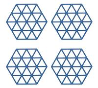 SagaSave Lot de 4 dessous de plat antidérapants en silicone pour table de cuisine, repose-cuillère, cuisine et salle à manger (triangle bleu)