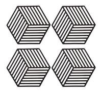 SagaSave Lot de 4 dessous de plat antidérapants en silicone pour table de cuisine, repose-cuillère, cuisine et salle à manger (diamant noir)