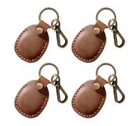 SagaSave Lot de 4 étuis en cuir pour clés de voiture - Couverture complète - Anti-rayures - Collier pour animal domestique (BN)