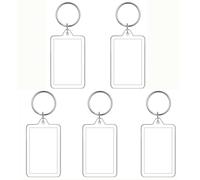 SagaSave Lot de 5 porte-clés vierges pour photo - 5,2 x 3,4 cm - Rectangulaires double face - Cadre photo transparent - Porte-clés personnalisé pour famille, amis, couples