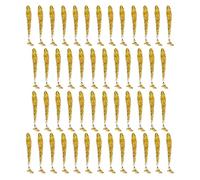 SagaSave Lot de 50 leurres dorés en plastique souple en T Queue de fosse ver appâts accessoires de poisson Idéal pour attraper la perche, la truite, le saumon